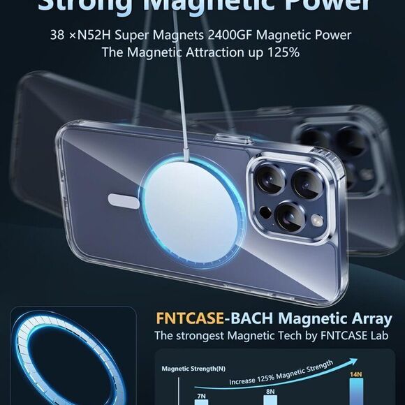 iPhone 15 Pro-Max Case Magnetic Charging Anti Yellowing Shockproof Phone Case - Picture 2 of 8